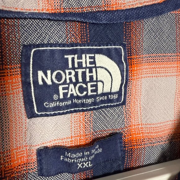 The North Face Men's Size XXL Blue and Orange Plaid Button Down Shirt - Picture 4 of 4